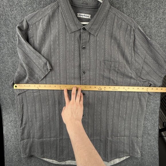 Tommy Bahama 2XL Tiki Gray Silk Button Up Shirt Short Sleeve Hawaii Adult Men - Picture 5 of 15